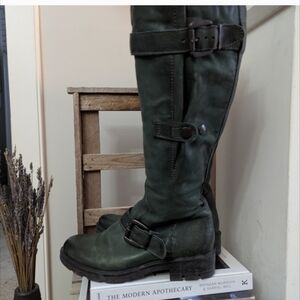 Green Moto Leather Boots by MJUS